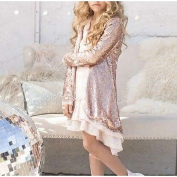 Mia Joy Joyfolie Sequins Rose Gold Cardigan - Picture 2 of 8